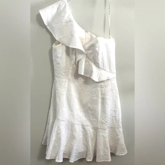 Lilly Pulitzer Arlana One-Shoulder Skirted Romper/Dress in Resort White - Picture 3 of 7